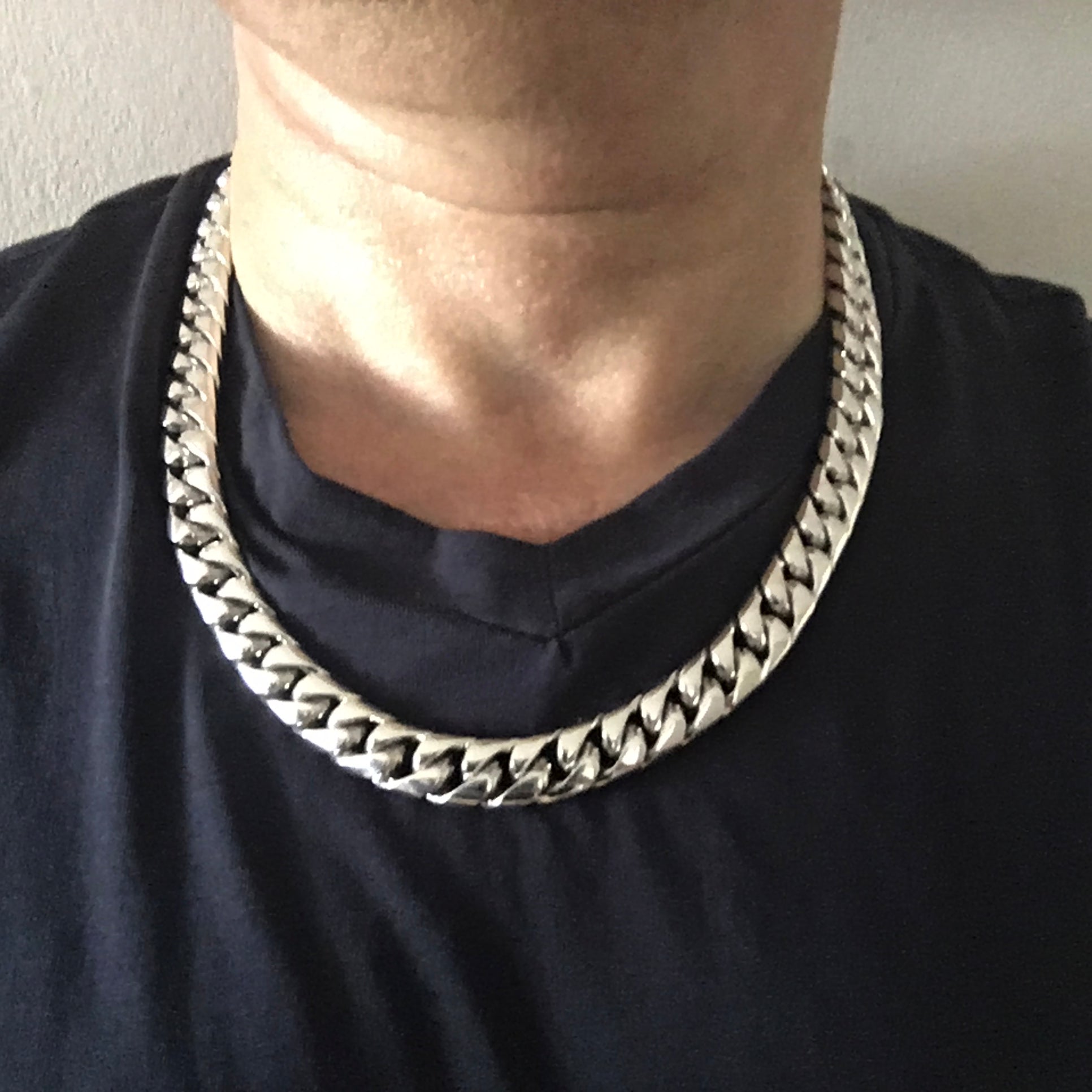 Miami Cuban Link Silver Chain Necklace - 10mm Wide | Silverwow.net