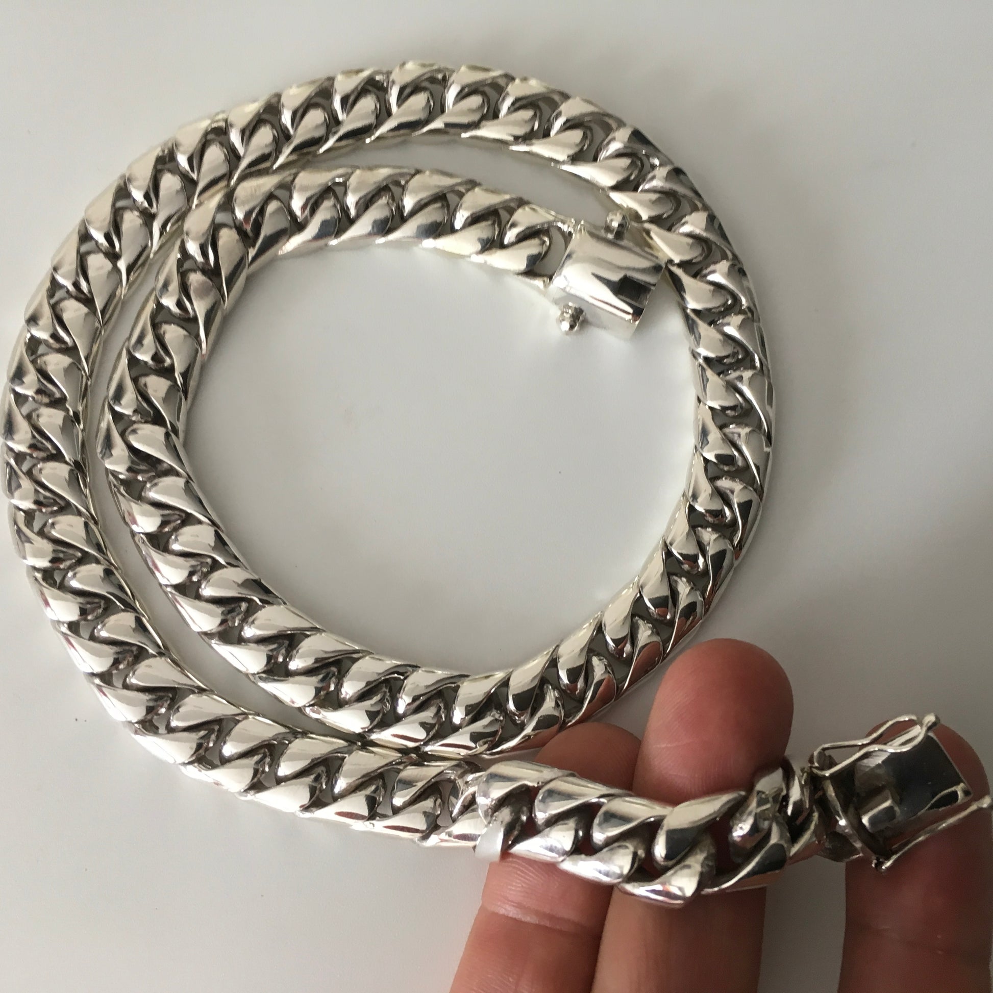 Real Miami Cuban Link Bracelet Solid 925 Sterling Silver Box Clasp ITALY  4-10mm