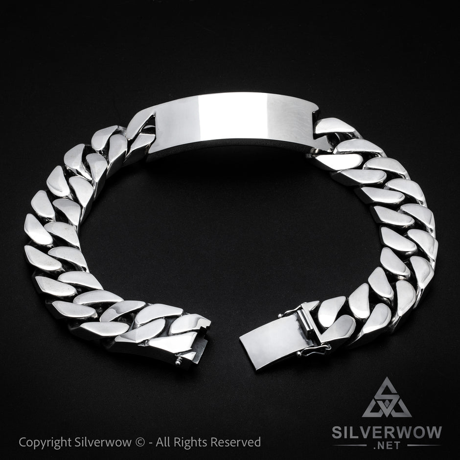 Mens Heavy Chunky Silver ID Bracelets | 925 Sterling | SilverWow™