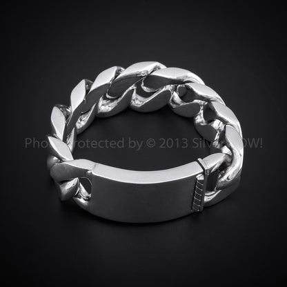 chunk, mens silver identity bracelet, 25mm wide
