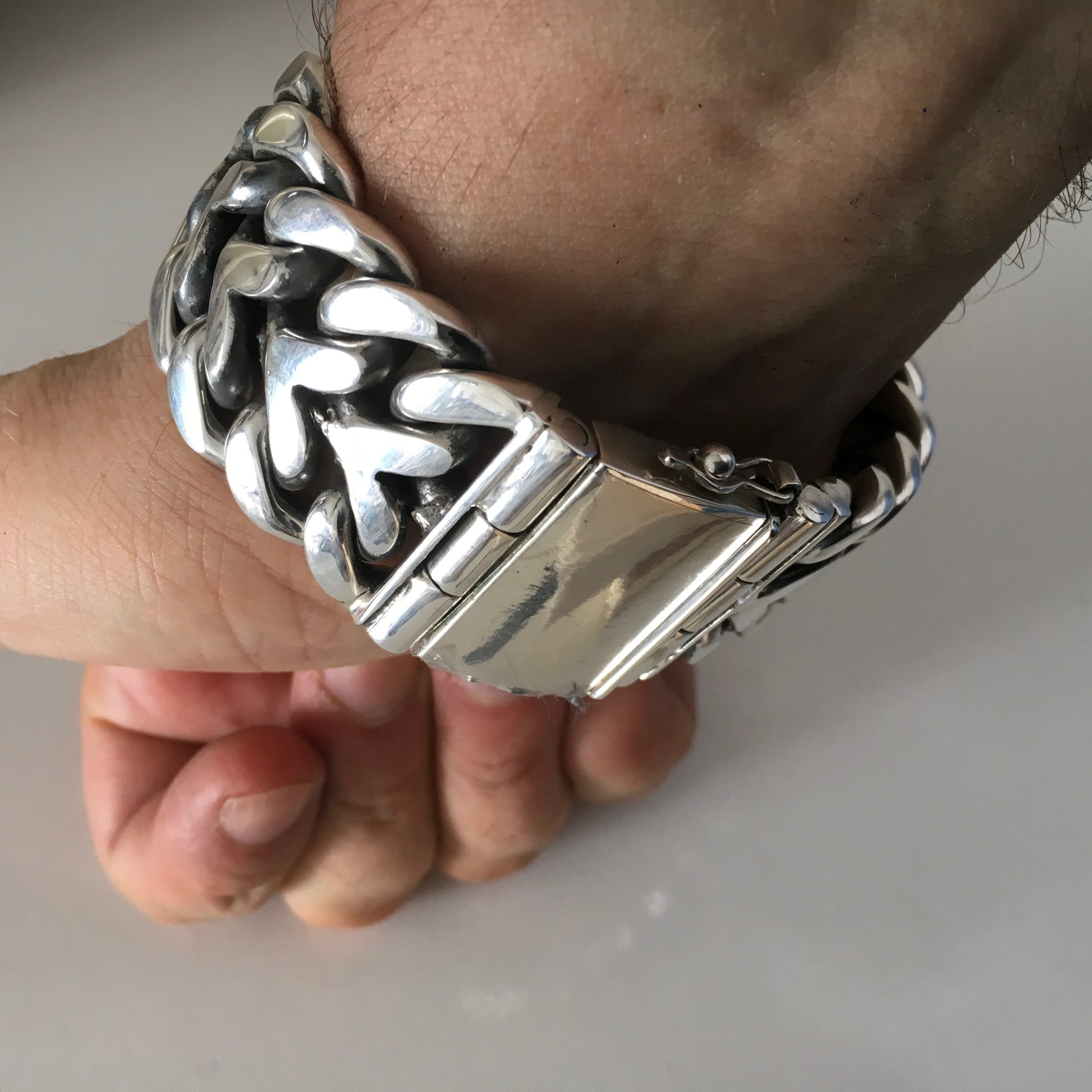 Handmade Tight Link Miami Cuban Chains Bracelets In 999 Silver