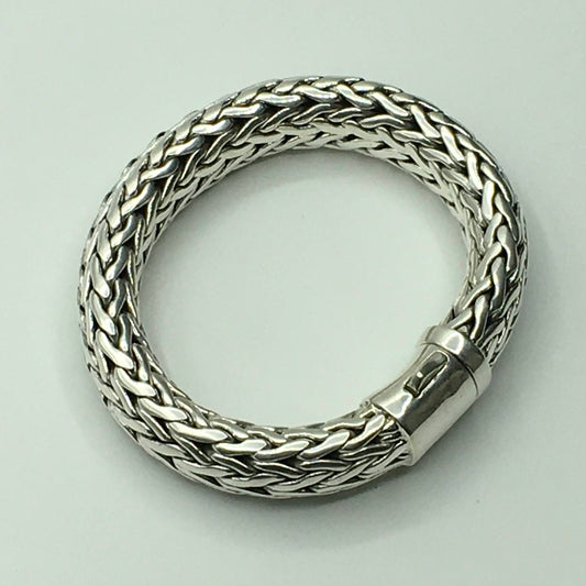 Thick Rounded Rope Weave Bracelet 16mm wide - SilverWow™