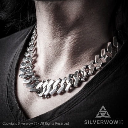 Zig Zag Curb Necklace - 15mm Wide