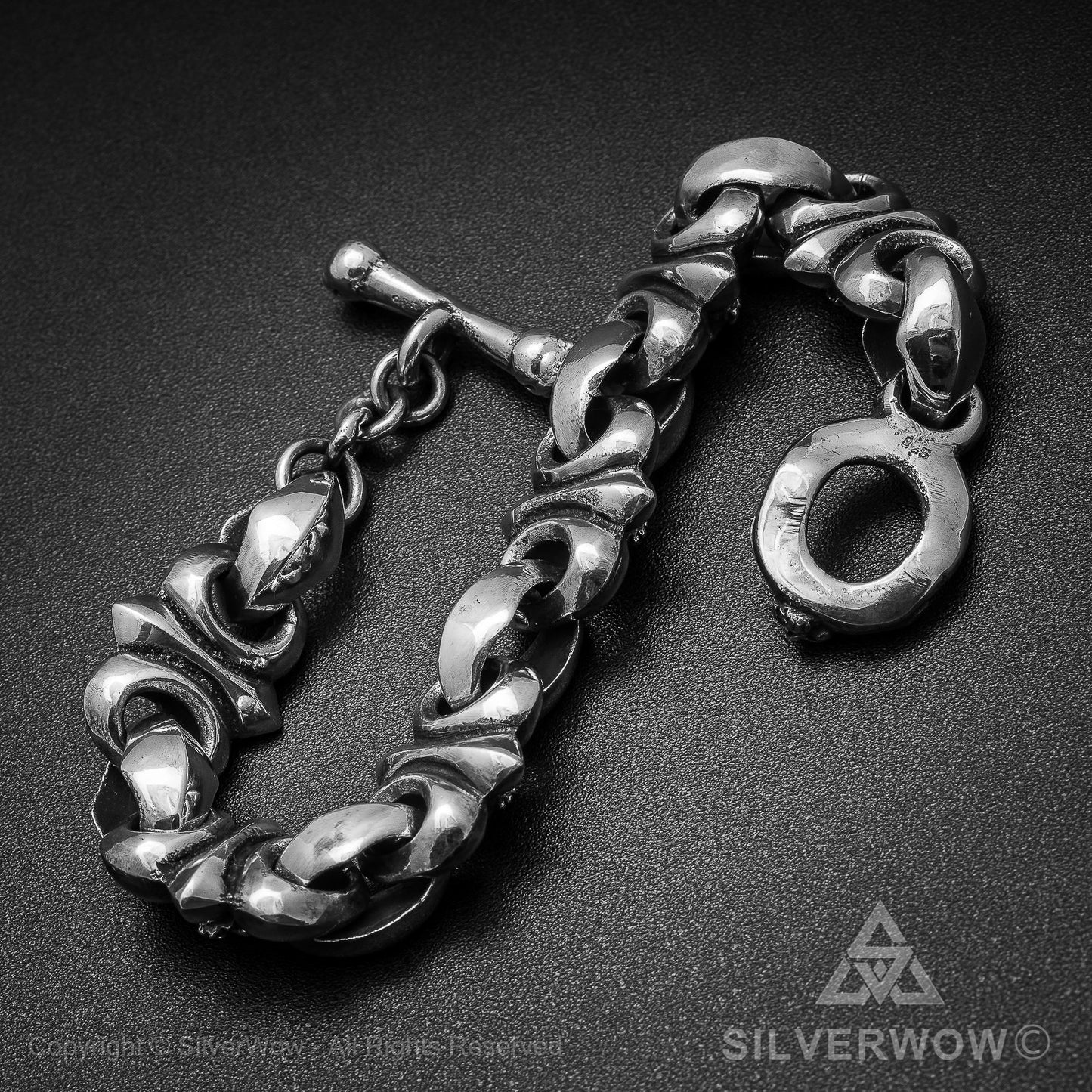 Silver Skull & Bone Bracelet with t-bar clasp