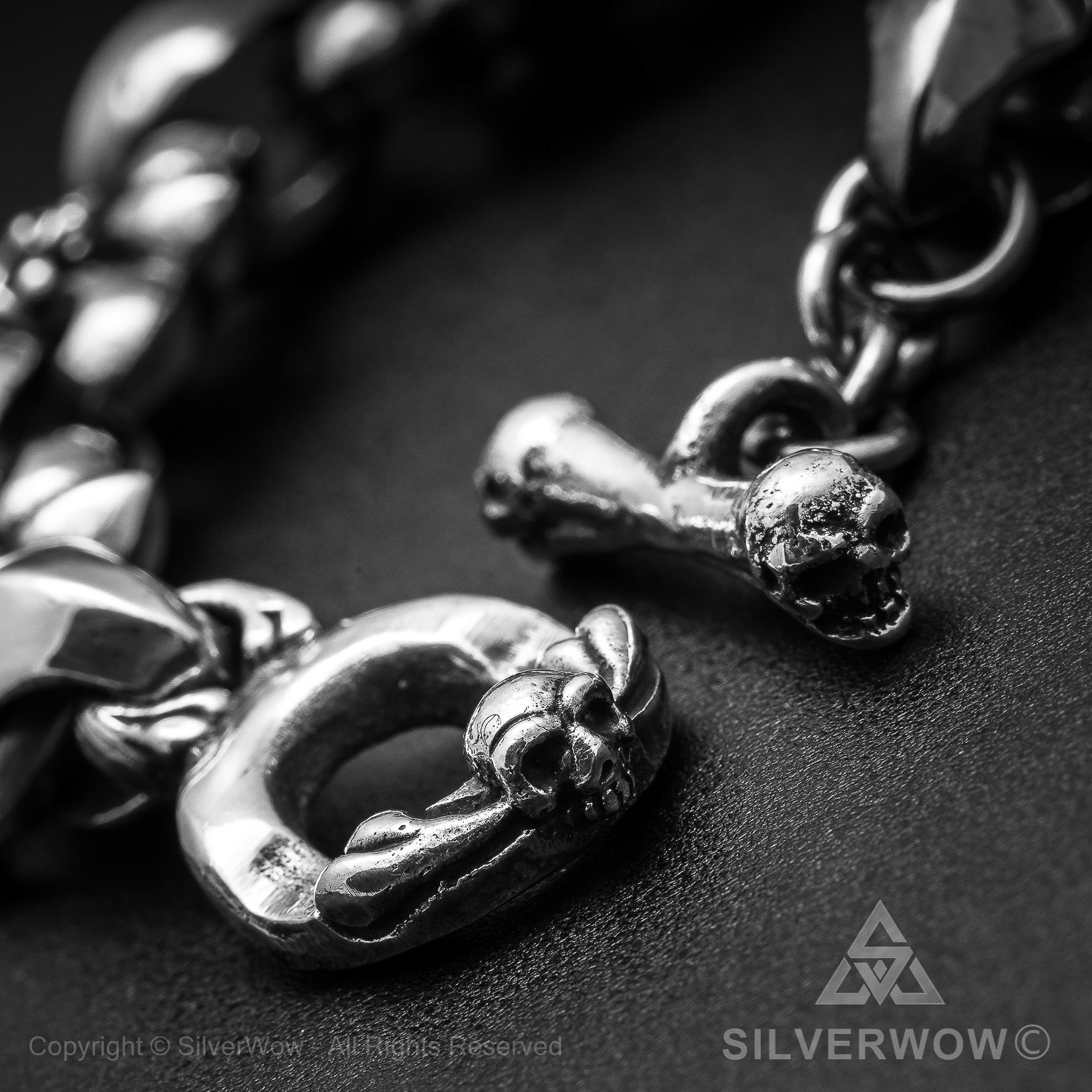 Bad Ass, Silver, Skull & Bone Bracelet | Silverwow.net – SilverWow™