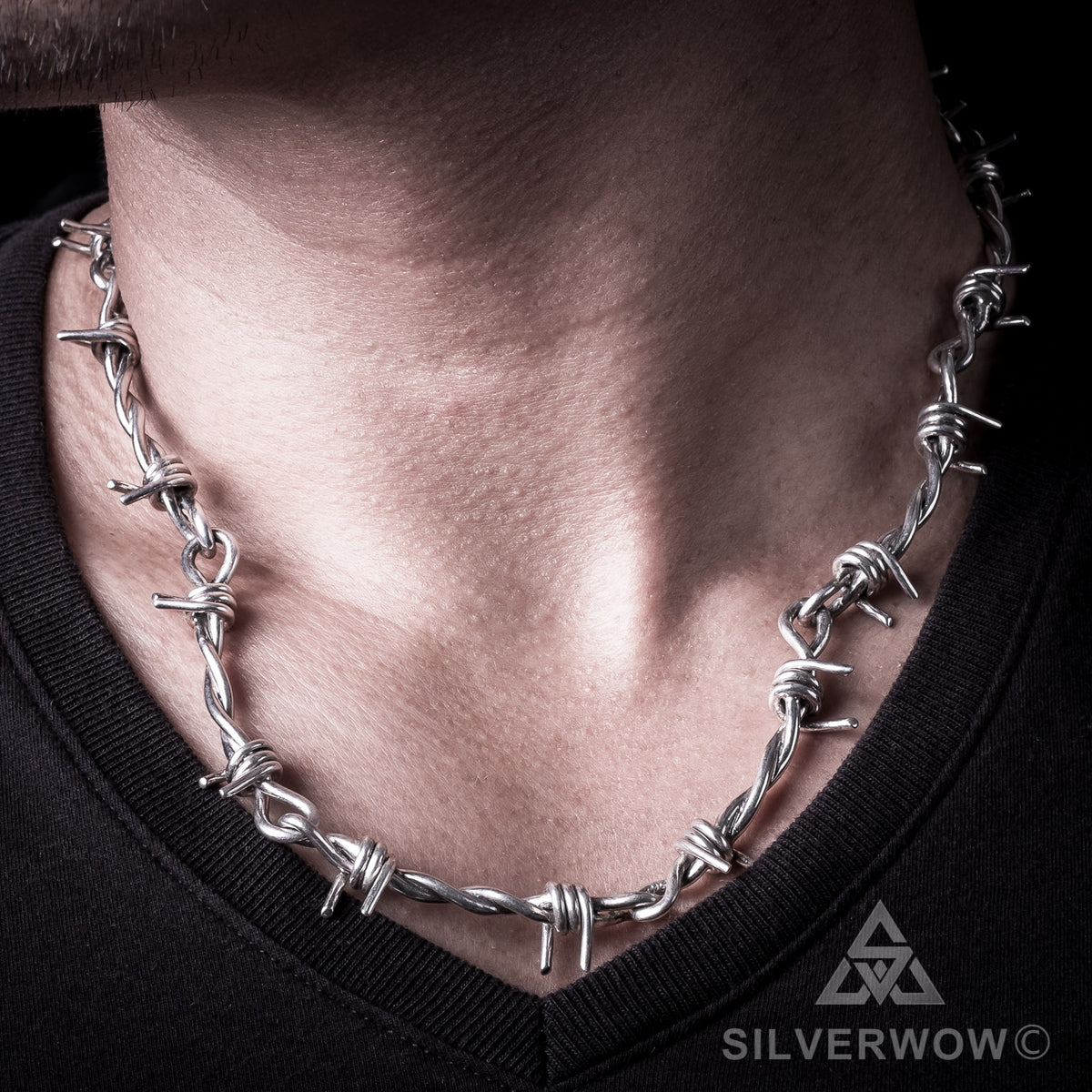Barbed Wire Necklace in 925 Silver – Unique Chain | SilverWow™