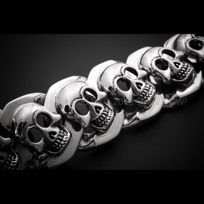 Big Chunky Skulls 23mm sterling silver skull bracelet close-up – handcrafted men’s design
 x 23mm Wide