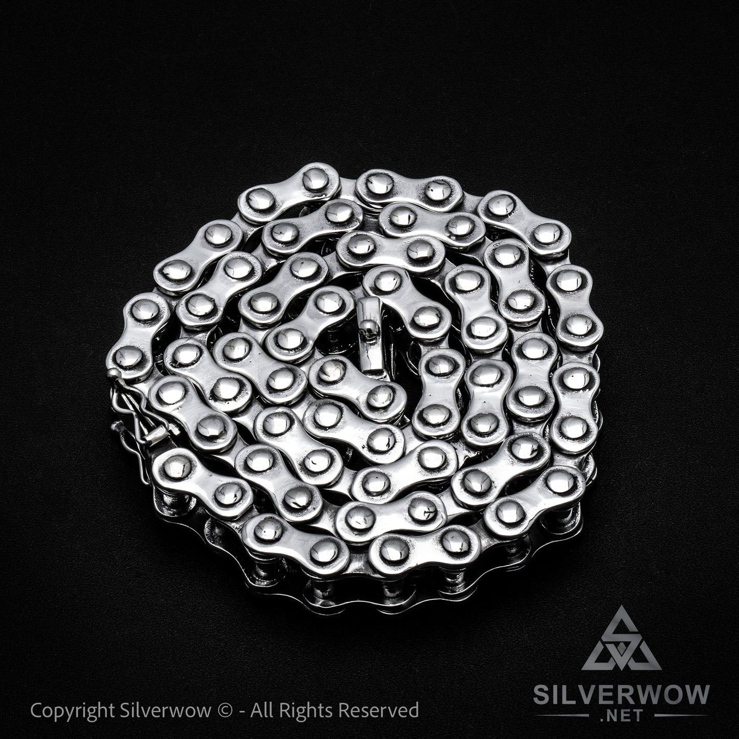 Silver Bike Chain Mens Necklace 15mm