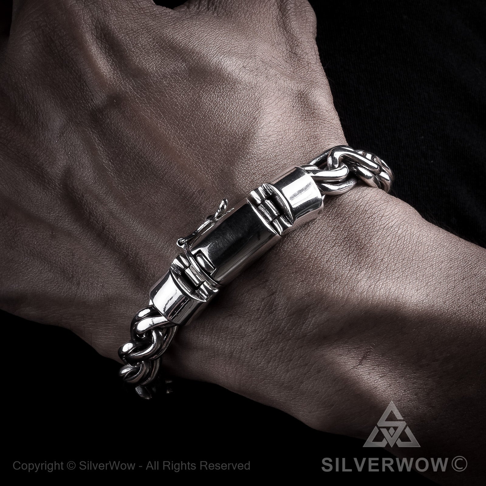 Buy Silver Mens Bracelet, Silver Vintage Mesh Bracelet, Silver Wave Link  Bracelet Box Chain Stainless Steel WATERPROOF Jewelry Couples Bracelet  Online in India - Etsy