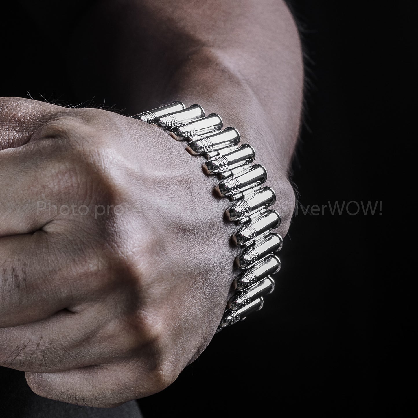 Silver Mens Bullet Bracelet