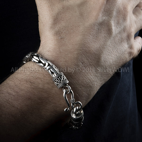 byzantine bali chain bracelet silver 刻印 Silver Byzantine Bali Bracelet x 8mm Wide | Silverwow.net – SilverWow™