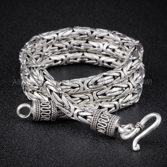 Big Byzantine Bali Necklace 6Mm Wide — on neck in sterling silver men