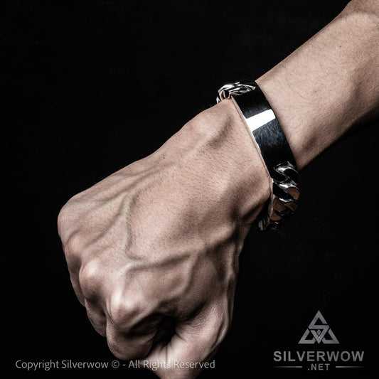 Double Plate Identity Bracelet - 15 mm Wide - SilverWow™