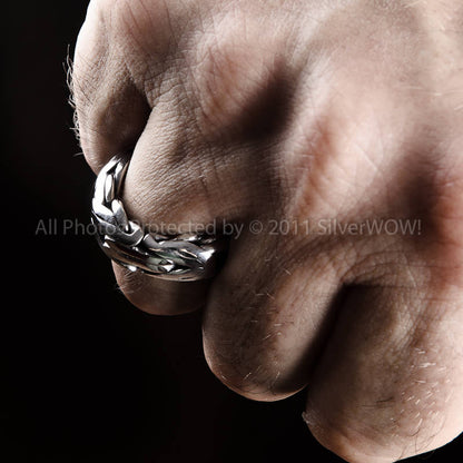 Byzantine Bali Heavy Mens Ring - 925 Sterling Silver