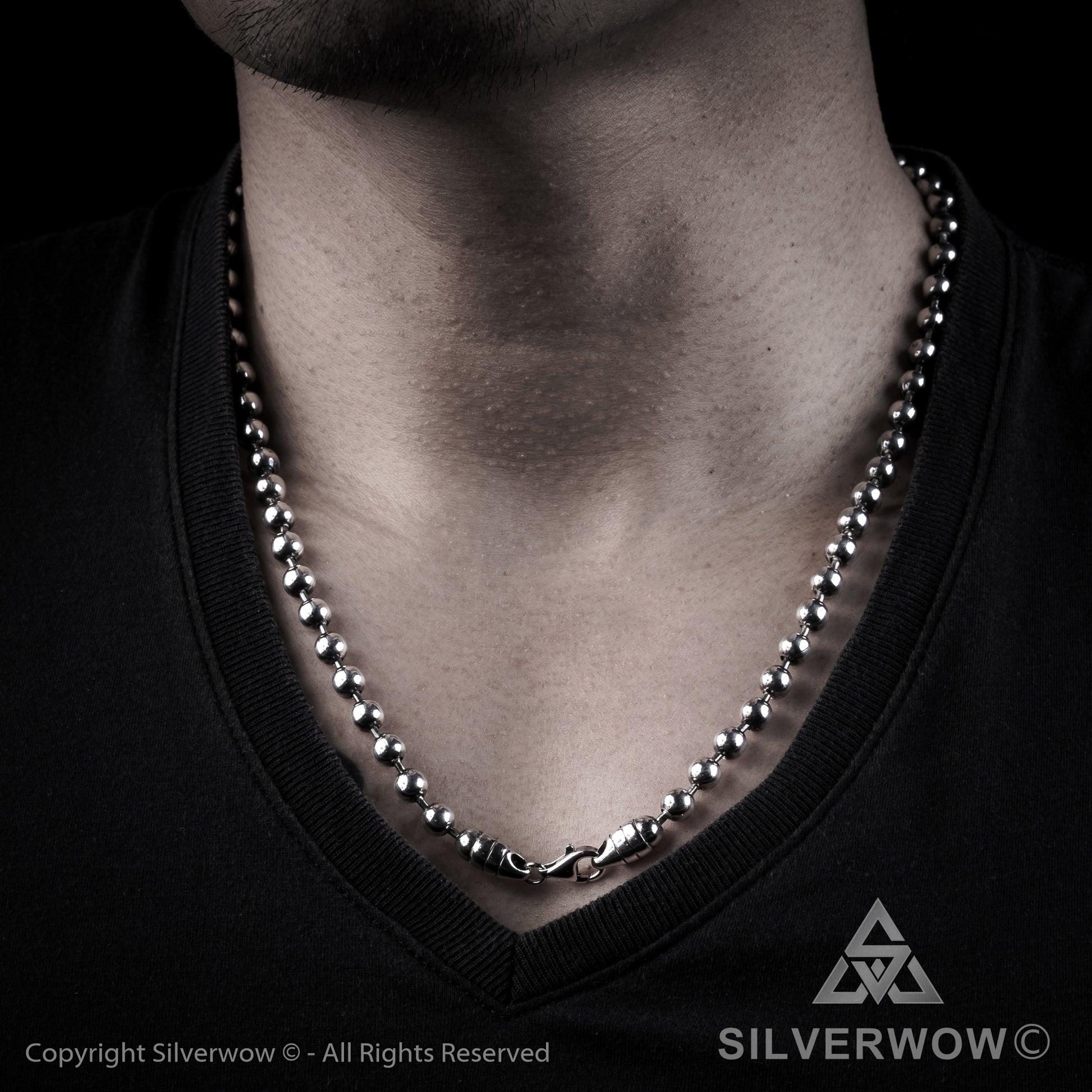 Mens Silver Ball Chain Necklace