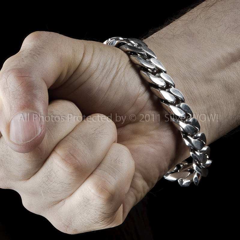 Heavy Thick Mens Silver ID Bracelet | 15mm | 925 Sterling | SilverWow™