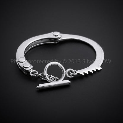 Handcuffs Bracelet - Real HandCuff Look - 925 Solid Sterling Silver.