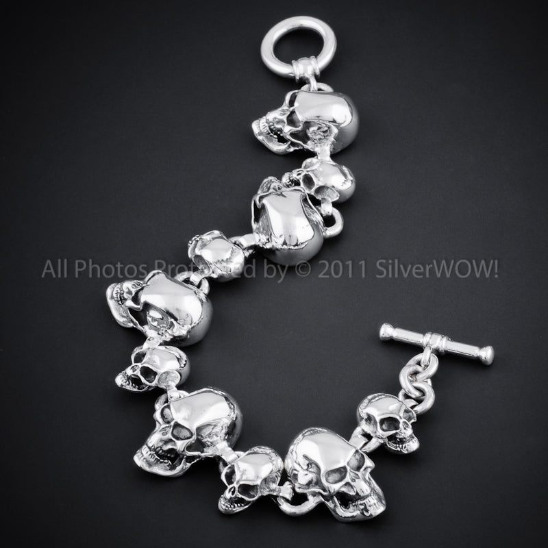 Rock Punk Series] Skull chain bracelet Skull bracelet 925 sterling silver  bracelet - Shop Angus925silver Bracelets - Pinkoi