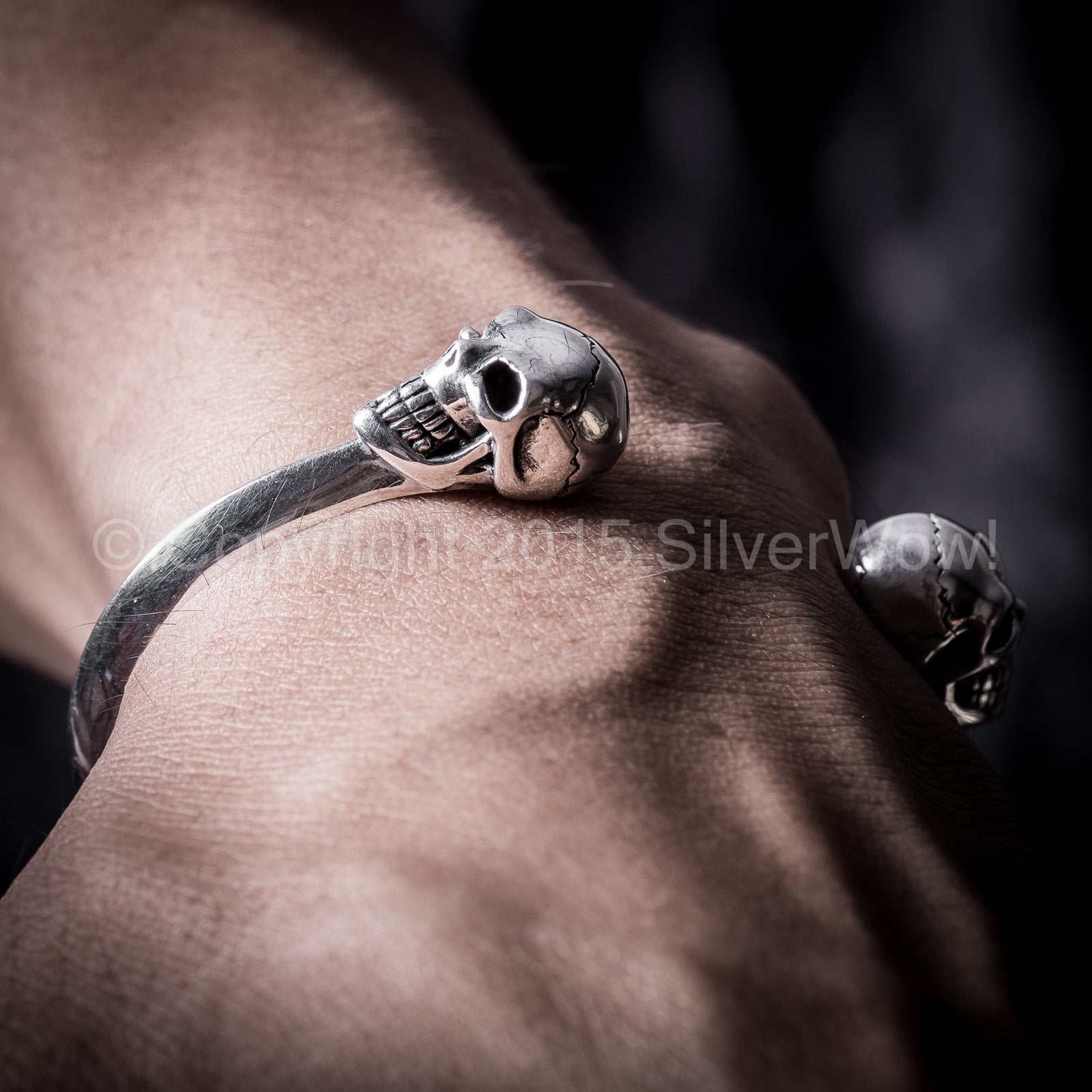 Silver Skull Mens Cuff Bangle | Silverwow.net – SilverWow™