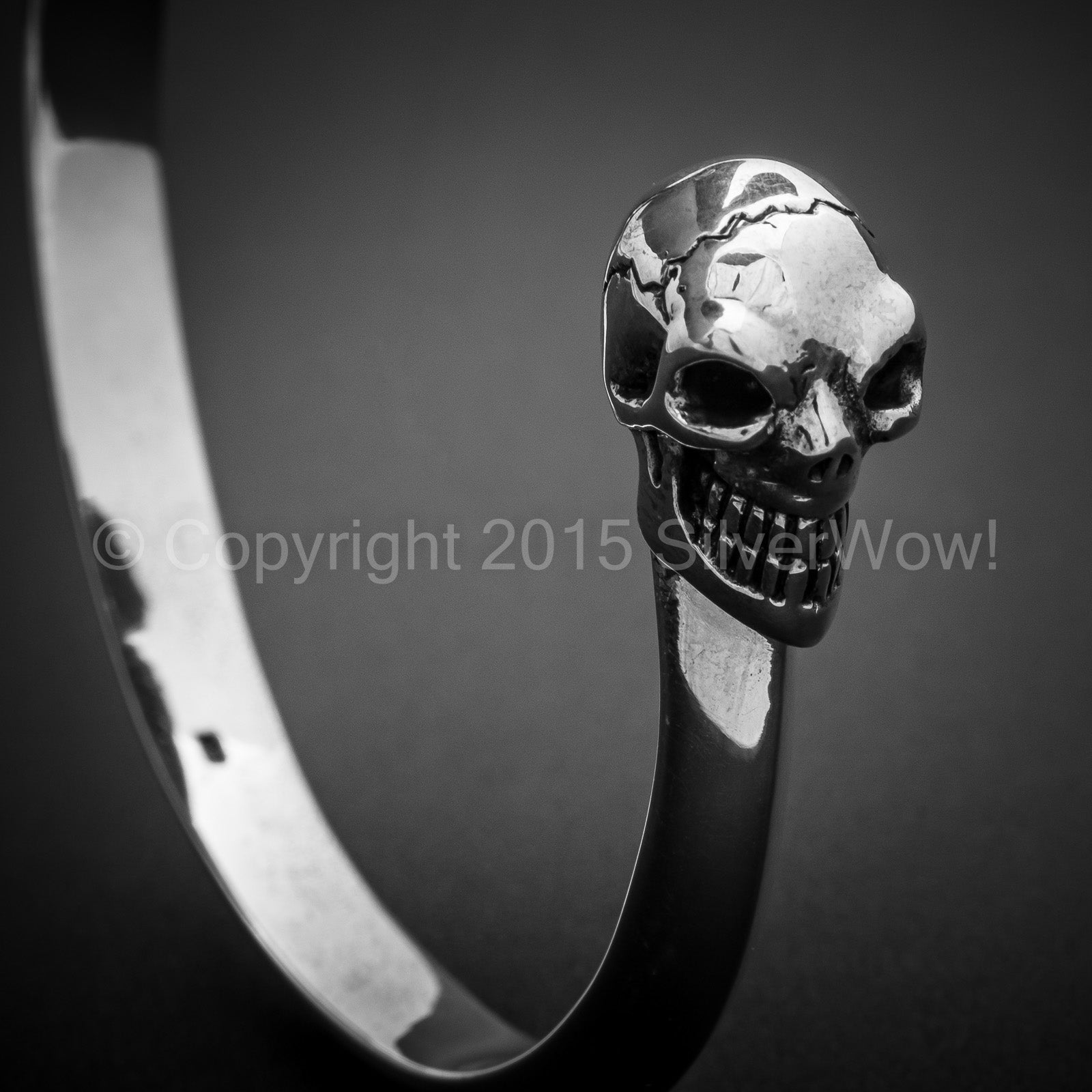 Silver Skull Mens Cuff Bangle | Silverwow.net – SilverWow™