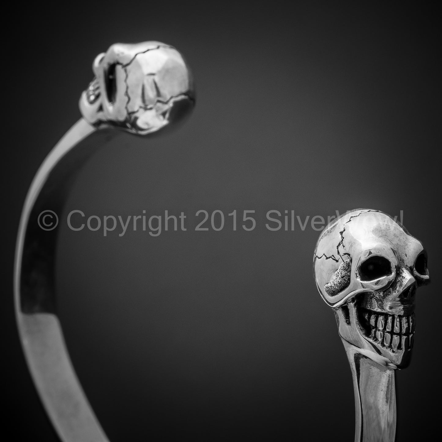 Silver Skull Cuff Bangle