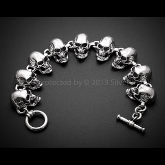 Skulls Bracelet - All Big Skulls | 925 Solid Sterling Silver ...
