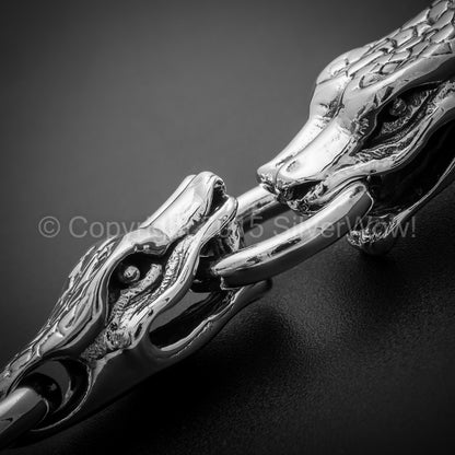 Snake Bracelet with Skulls Toggle Clasp