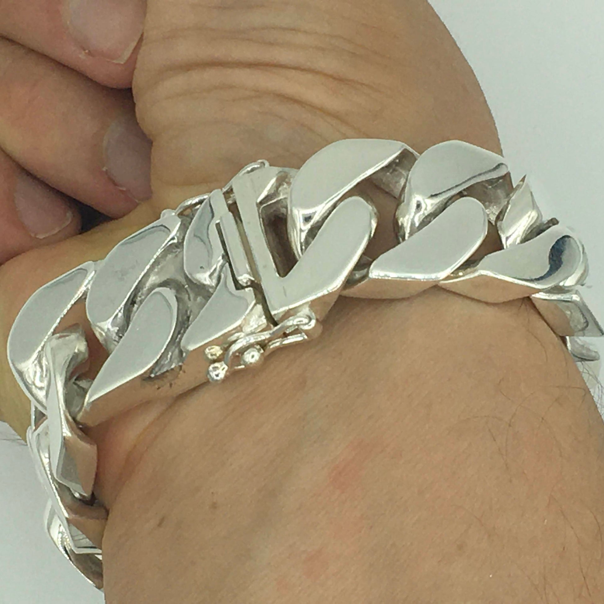 Square Curb Bracelet | Reverse Hidden Lock | 20mm wide - SilverWow™