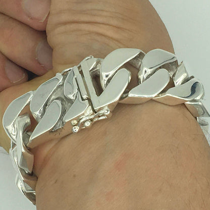 Square Curb Bracelet | Reverse Hidden Lock | 20mm wide - SilverWow™