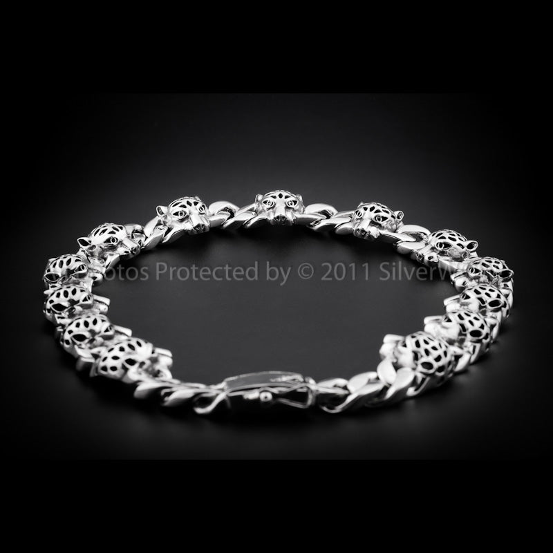 Leopard Head Silver Necklace Chain