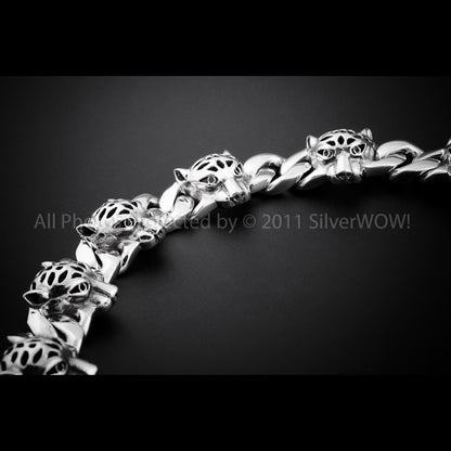 Leopard Head Silver Necklace Chain