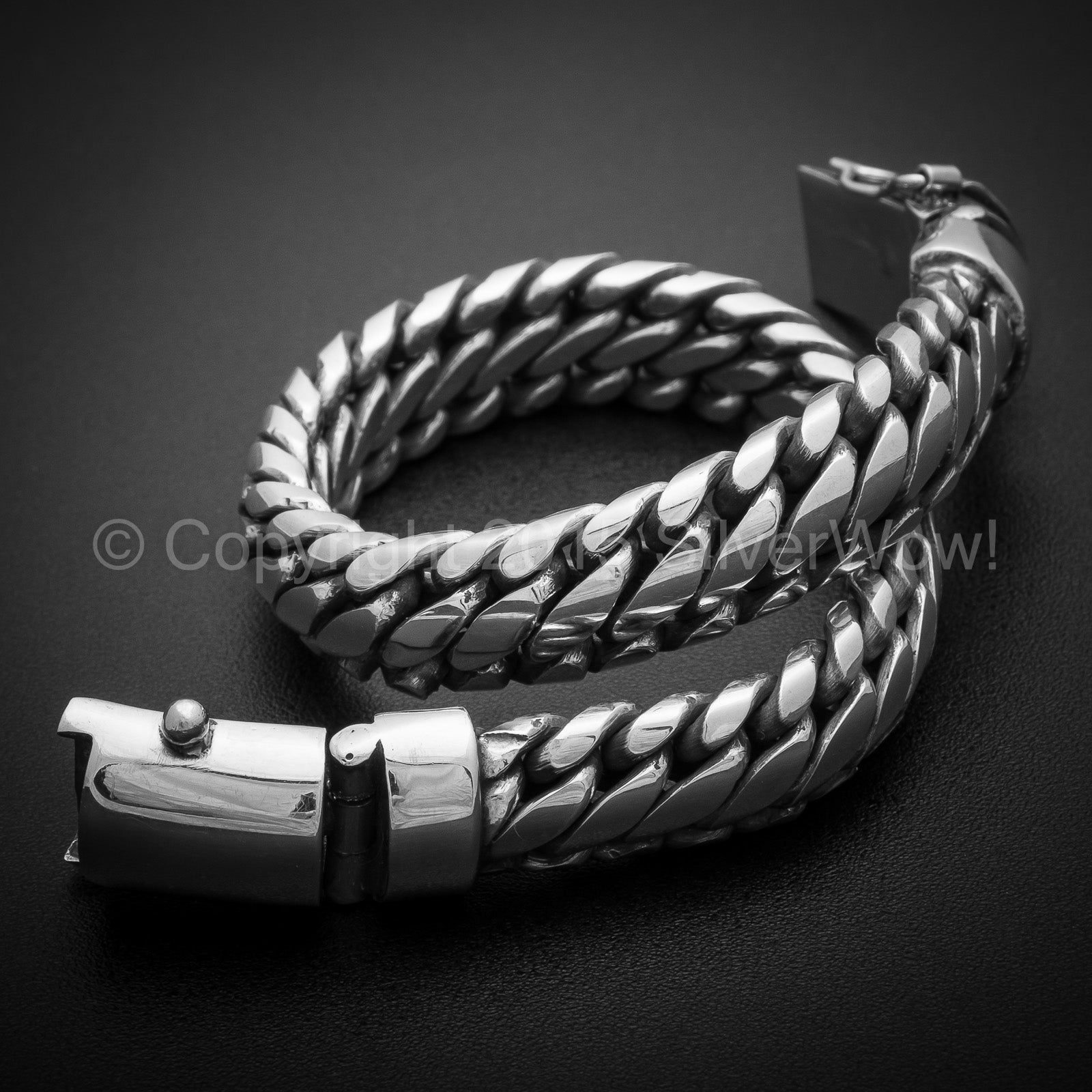 Black Leather Three Row Spike Cuff Bracelet -  Canada